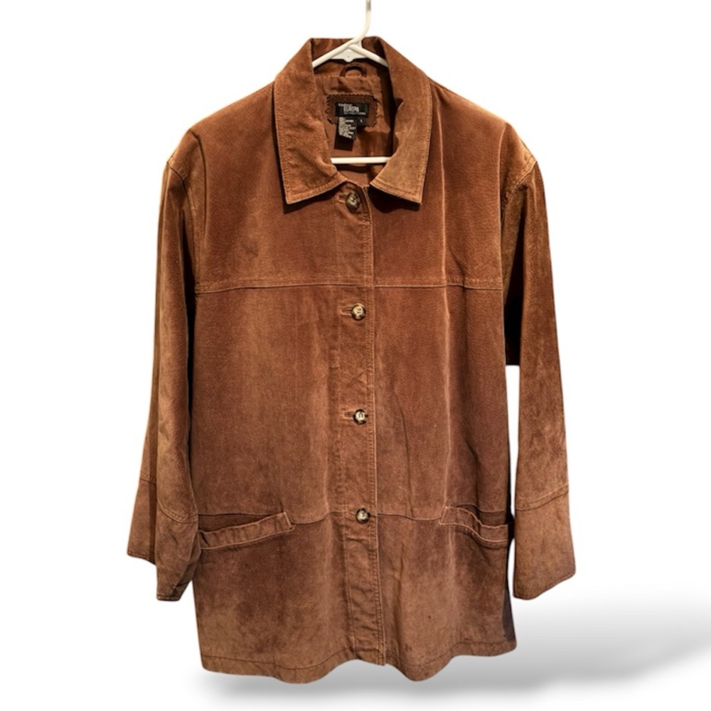 Vintage Brown Suede Button Up Genuine Leather Jacket